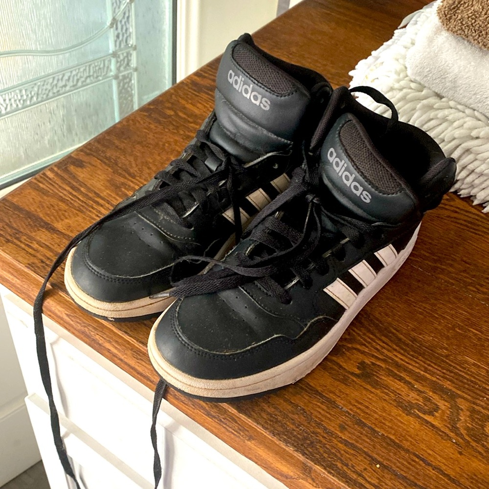 Black and white High Top Adidas